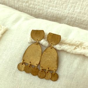 Handmade brass earrings, geometric organic shapes